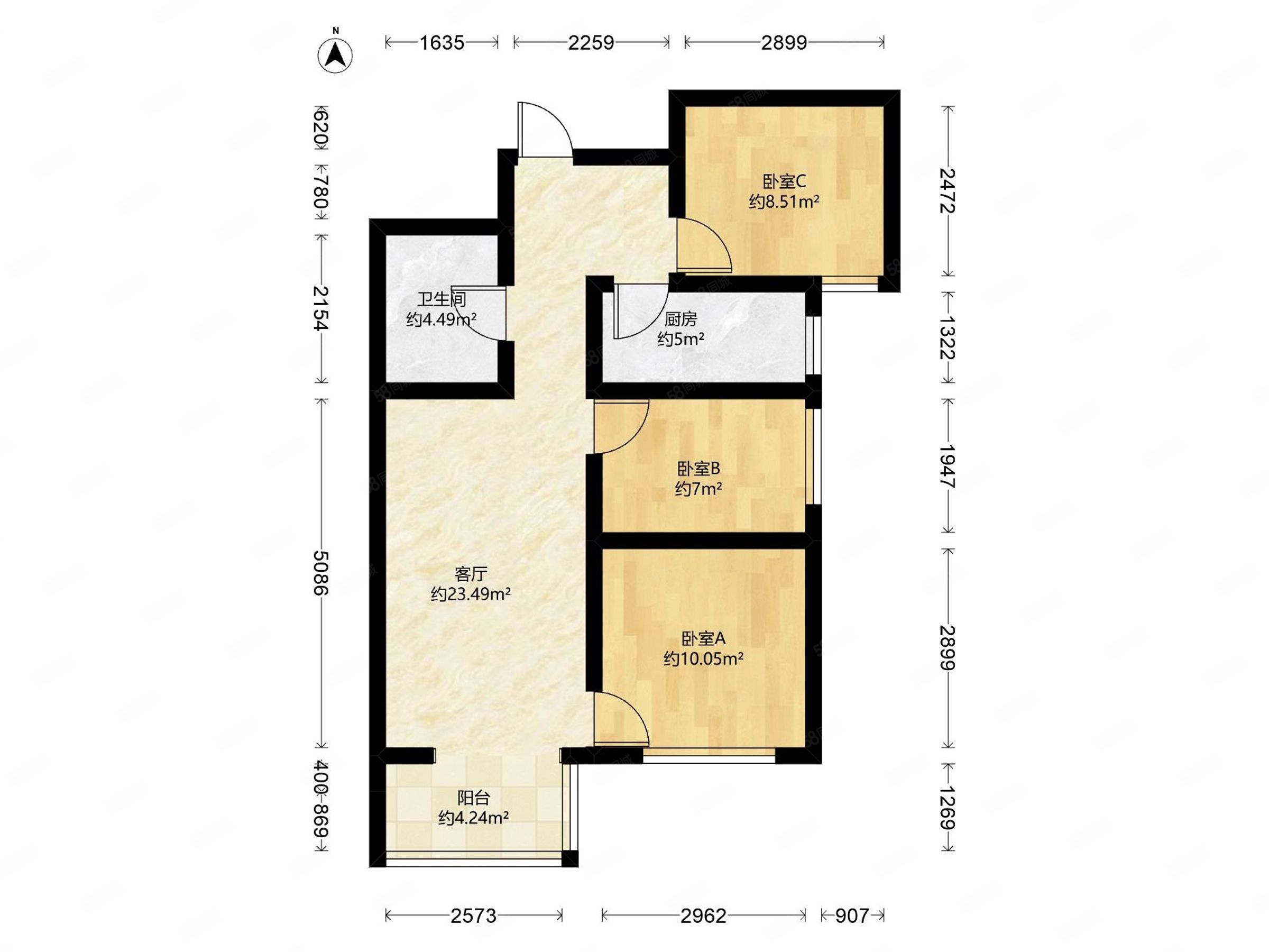 梧桐苑知秋園3室1廳1衛(wèi)88.83㎡東南269萬(wàn)