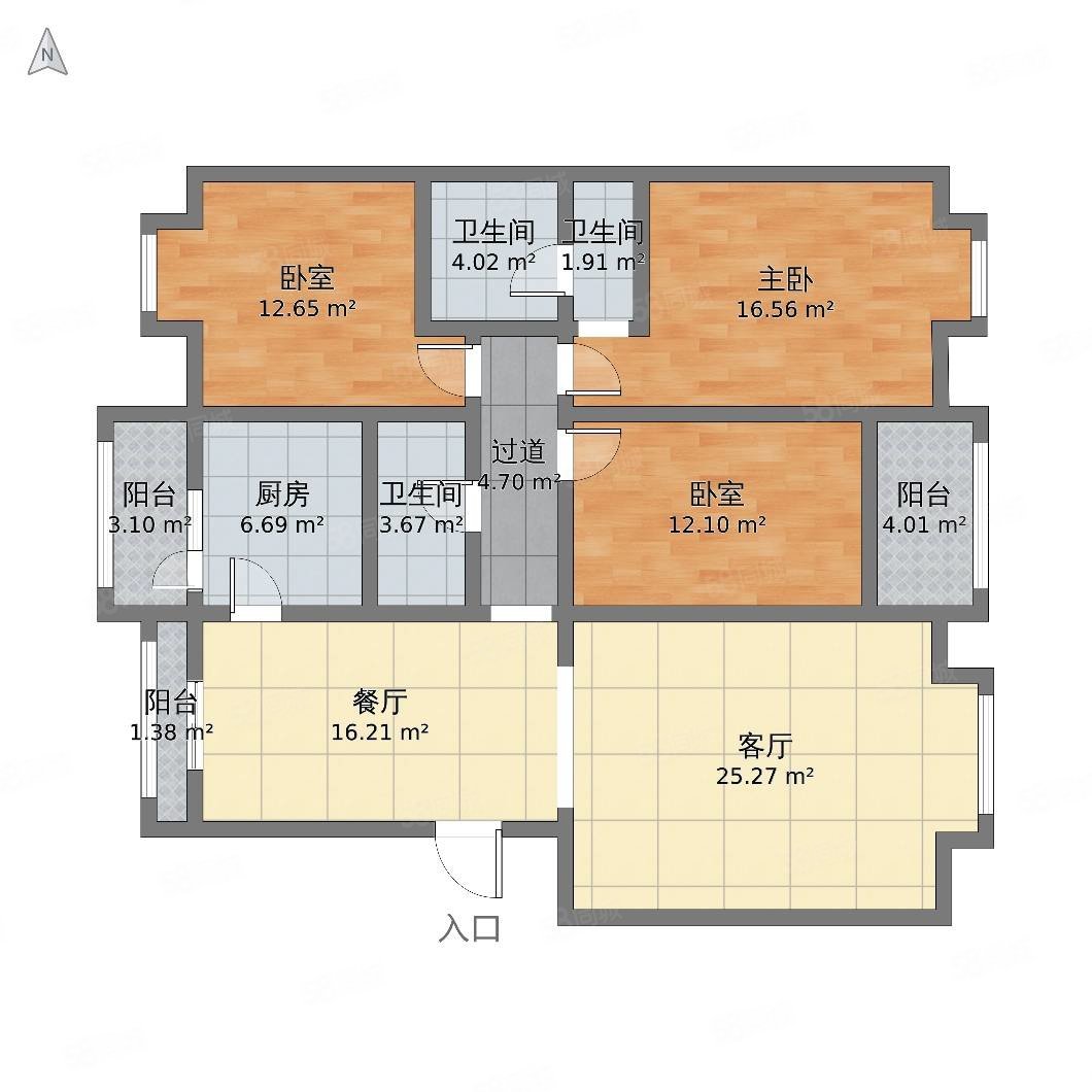 州建委宿舍3室2厅1卫89.85㎡南北46.8万