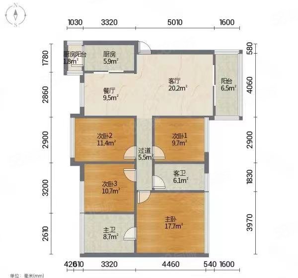 金沙半岛4室2厅2卫119㎡南北145万