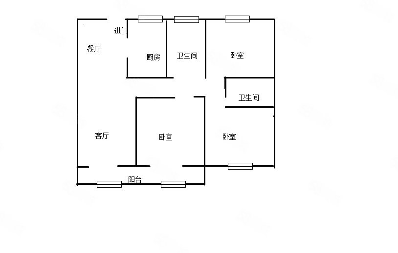 紫荆城3室2厅2卫135㎡南北103万