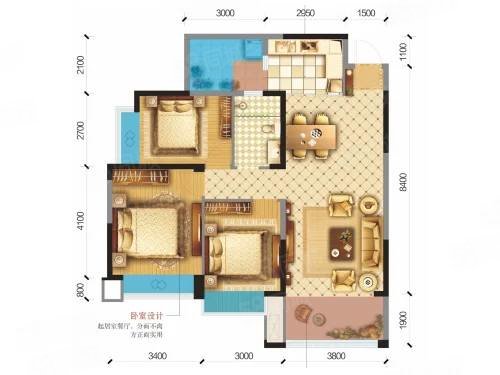 嘉和世纪城3室2厅101.17㎡85万二手房图片
