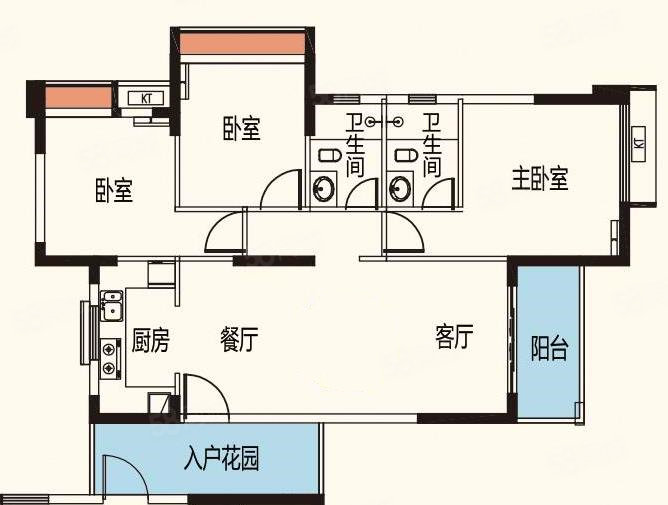 鸿益幸福湖畔3室2厅2卫110㎡东89.8万