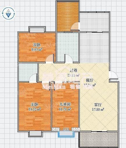 畅想花园3室2厅2卫135.47㎡南北84万