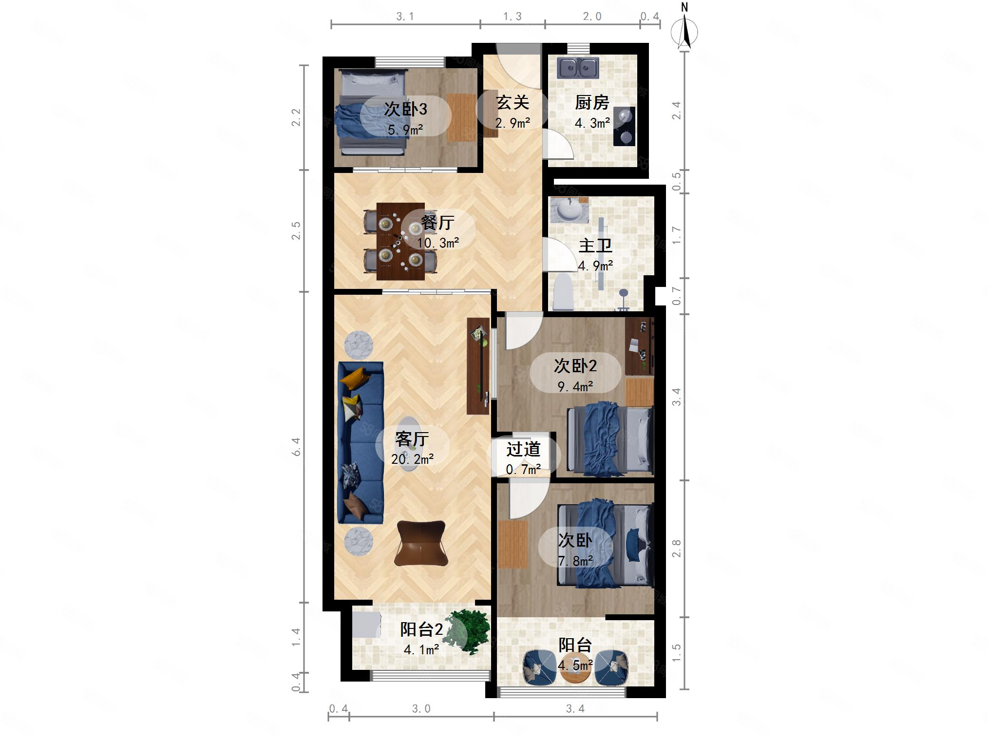 长芝大厦3室2厅11264平