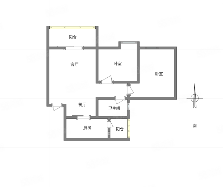 兴茂盛世北辰(A区)2室2厅1卫84.79㎡南95万