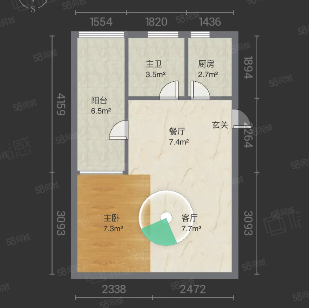 文华名苑1室1厅1卫39.82㎡西15.8万