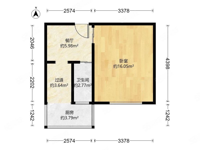 钟强小区1室1厅1卫37.86㎡南71万