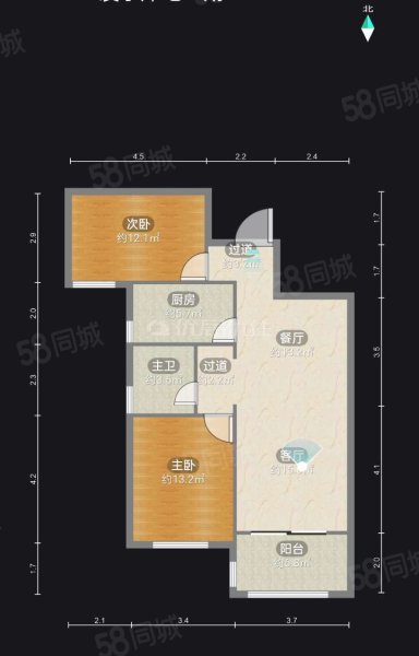 凌宇犀地2室2厅1卫93.21㎡南北81万