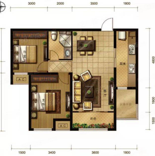 宜居家园2室1厅1卫70㎡南北34.8万