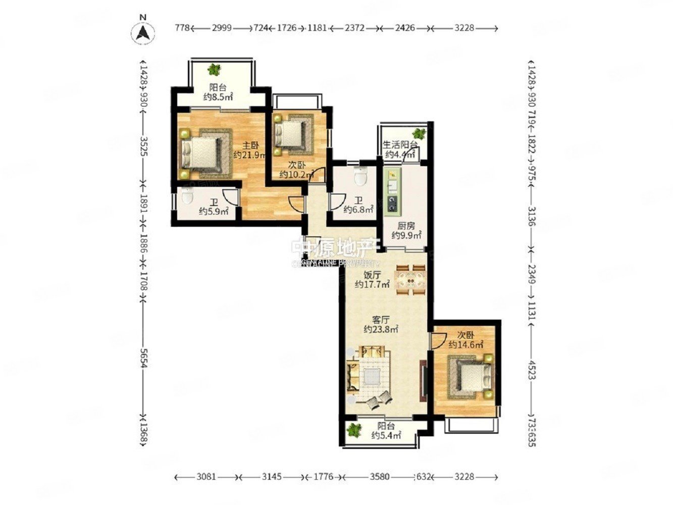 凯旋新世界广粤尊府3室2厅2卫174.41㎡东南4250万