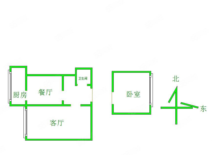 丛台路47号院小区2室1厅1卫33.47㎡南北64万