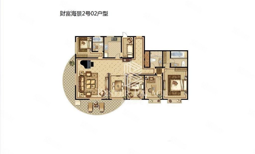 财富海景花园4室2厅3卫347.89㎡南北5550万
