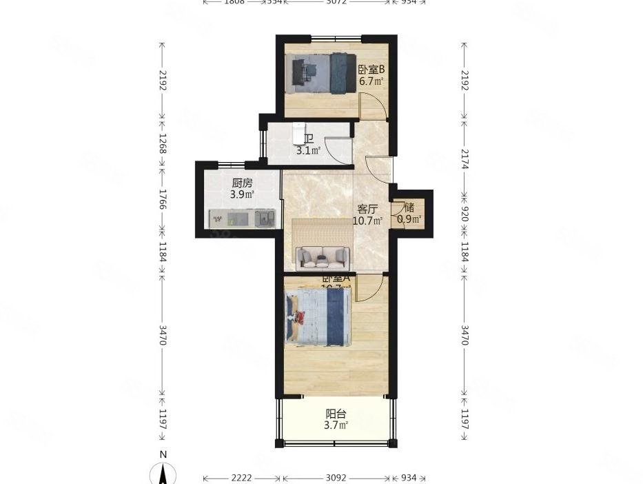 陶李王巷新苑2室2厅1卫50㎡南179万