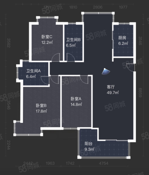 嘉业阳光城(嘉善)3室2厅2卫133㎡南北133万