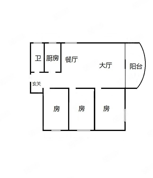 保利丰兴广场3室2厅1卫94.32㎡南北600万