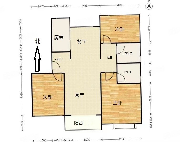 铂宫时代3室2厅2卫136㎡南北120万