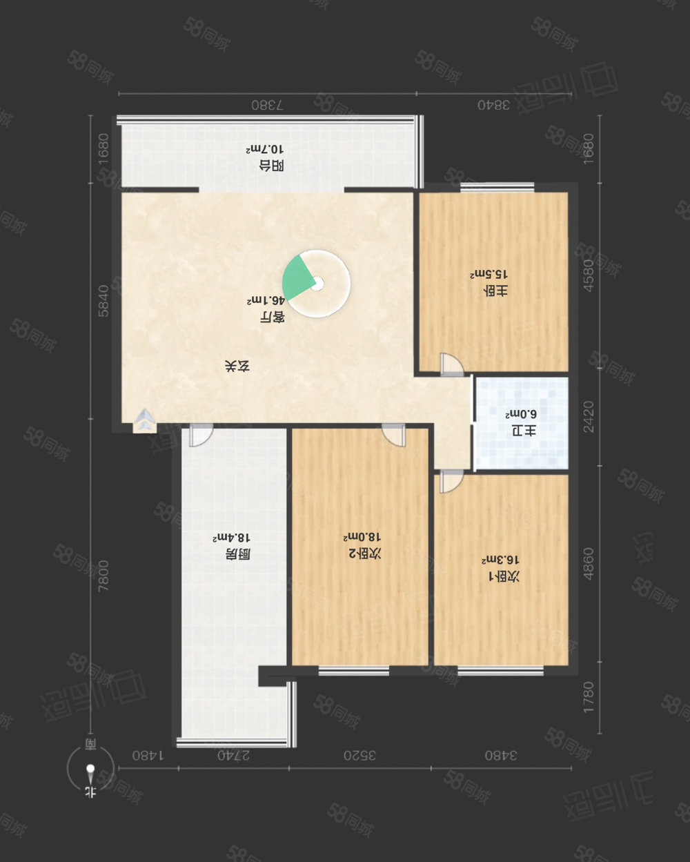 诚基花园3室1厅1卫126㎡南北53.8万