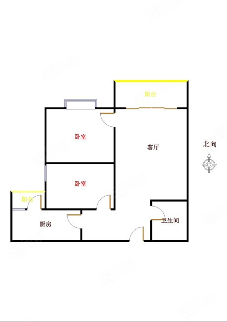 雍雅园(越秀)2室2厅1卫62.31㎡北389万