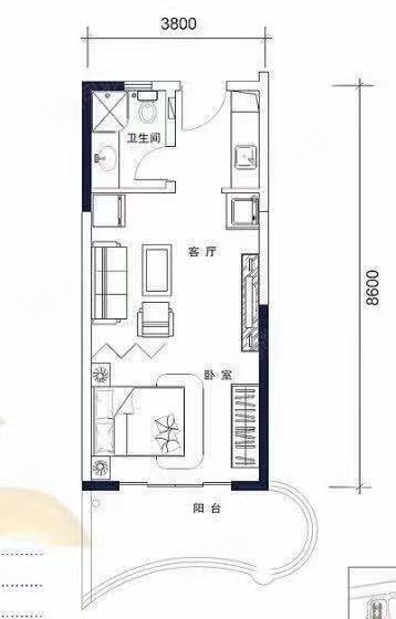 兰海美丽新海岸1室0厅1卫28㎡南北128万