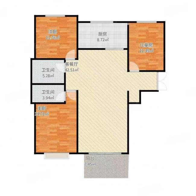 光明小区3室2厅1卫102㎡南北67万