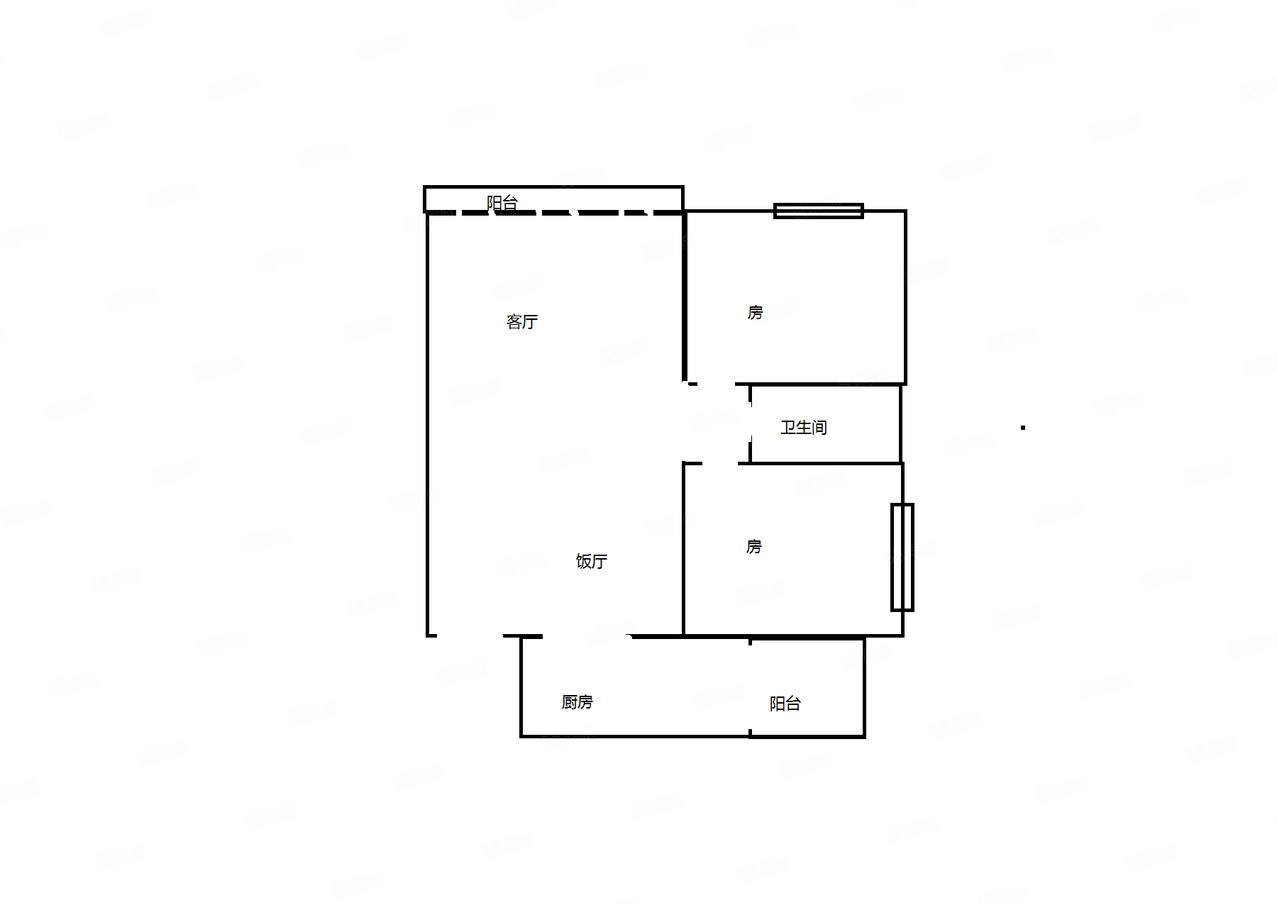 榴苑路小区2室2厅1卫95㎡南北49万