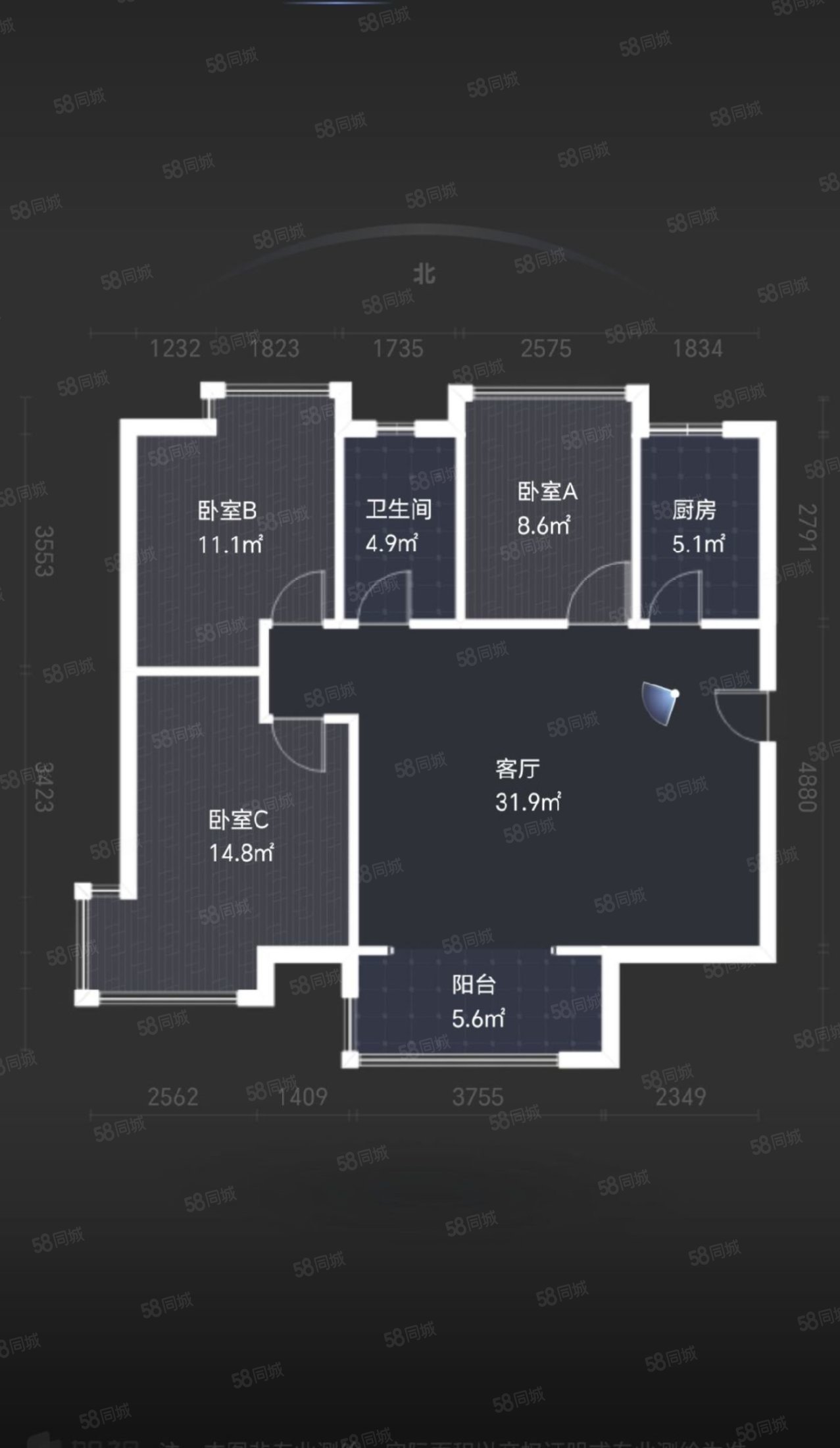 先河国际社区(东区)3室2厅1卫103㎡南北98万