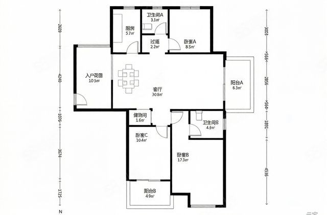 蓝鼎滨湖假日翰林园4室2厅119.72㎡205万二手房图片
