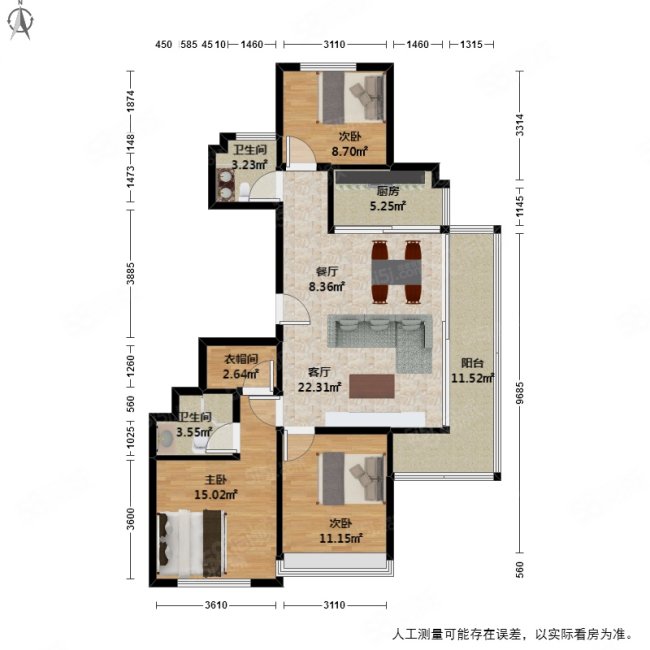 融创时代奥城3室2厅2卫116.04㎡南760万