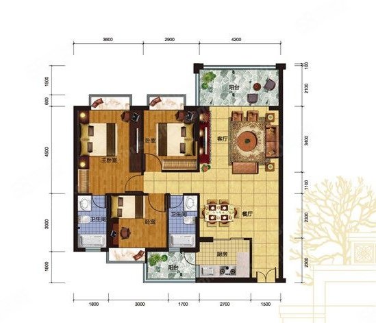 胜球阳光花园3室2厅2卫110㎡南105万