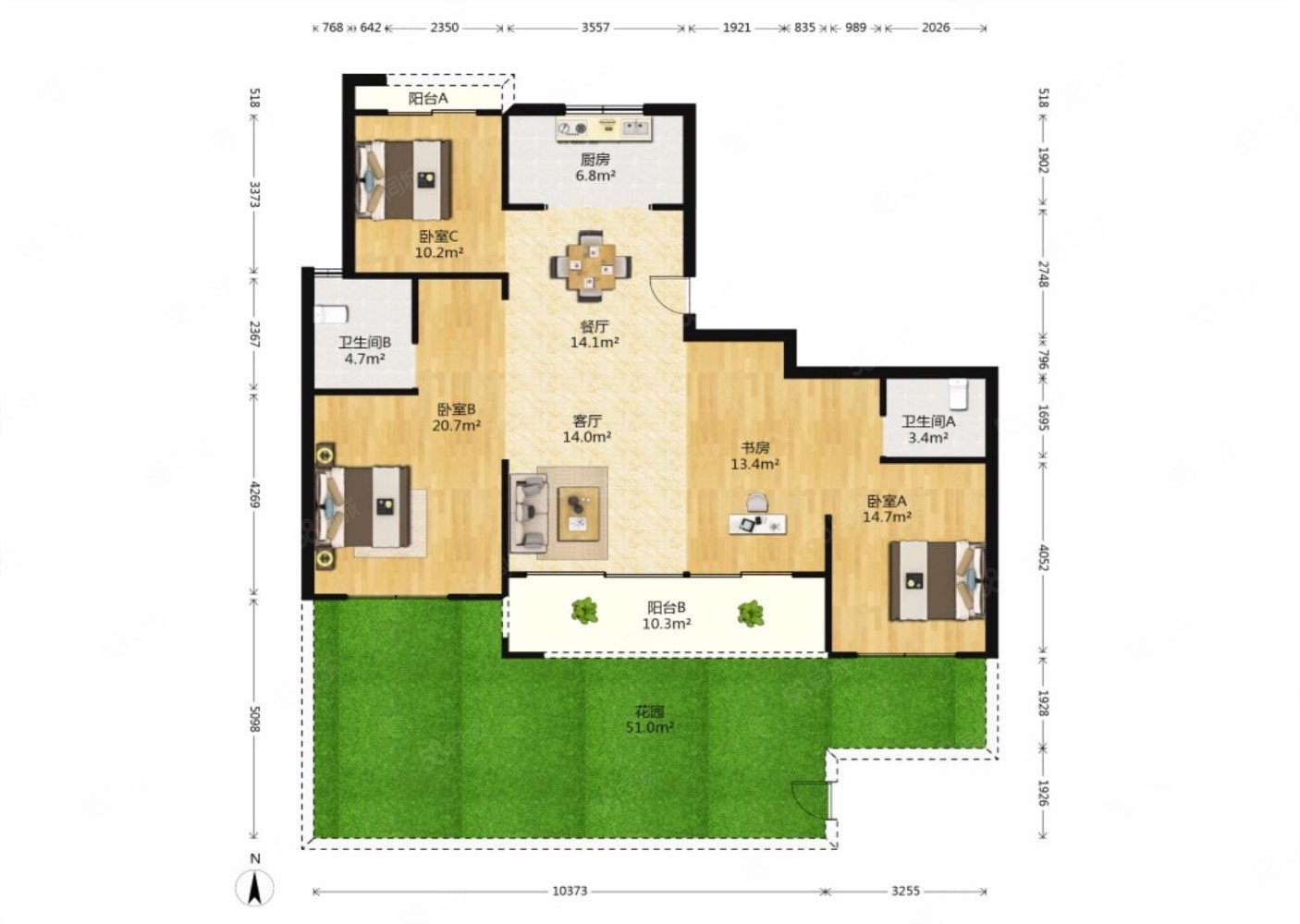 璟湖湾4室2厅2卫138㎡南390万