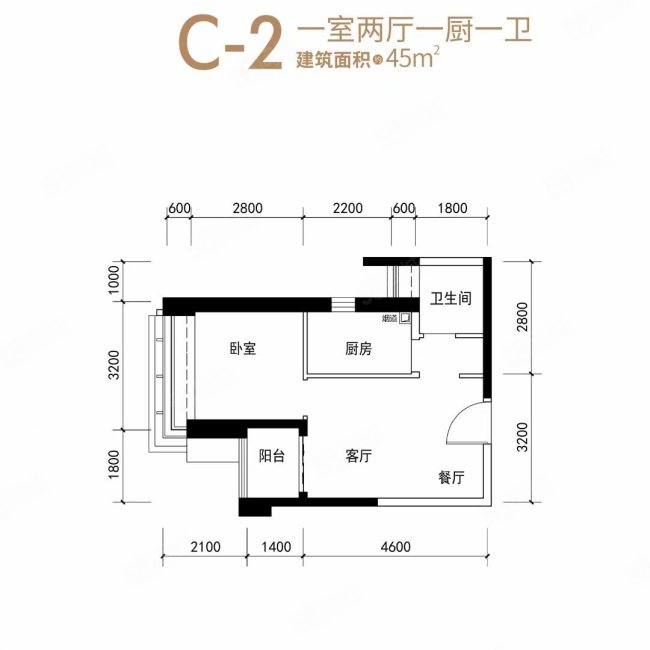 悦峰华府1室1厅1卫41㎡西172万