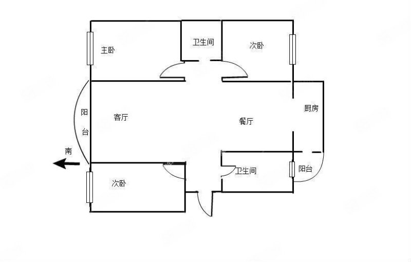 金安小区3室2厅2卫80.4㎡南北160万