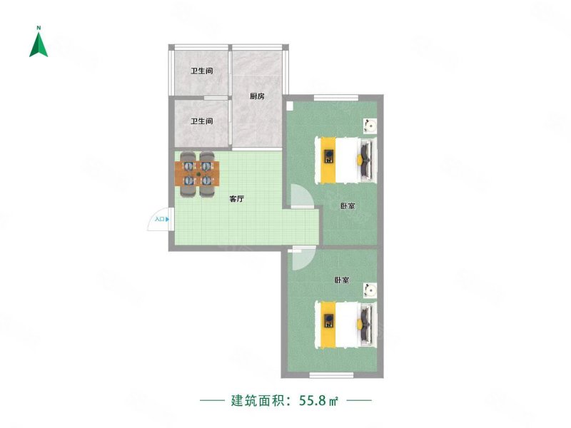 先农坛路18号小区2室1厅1卫56.8㎡南北35万