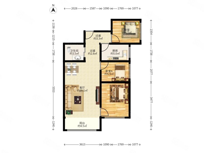 梧桐苑知秋园3室1厅1卫88.83㎡南370万