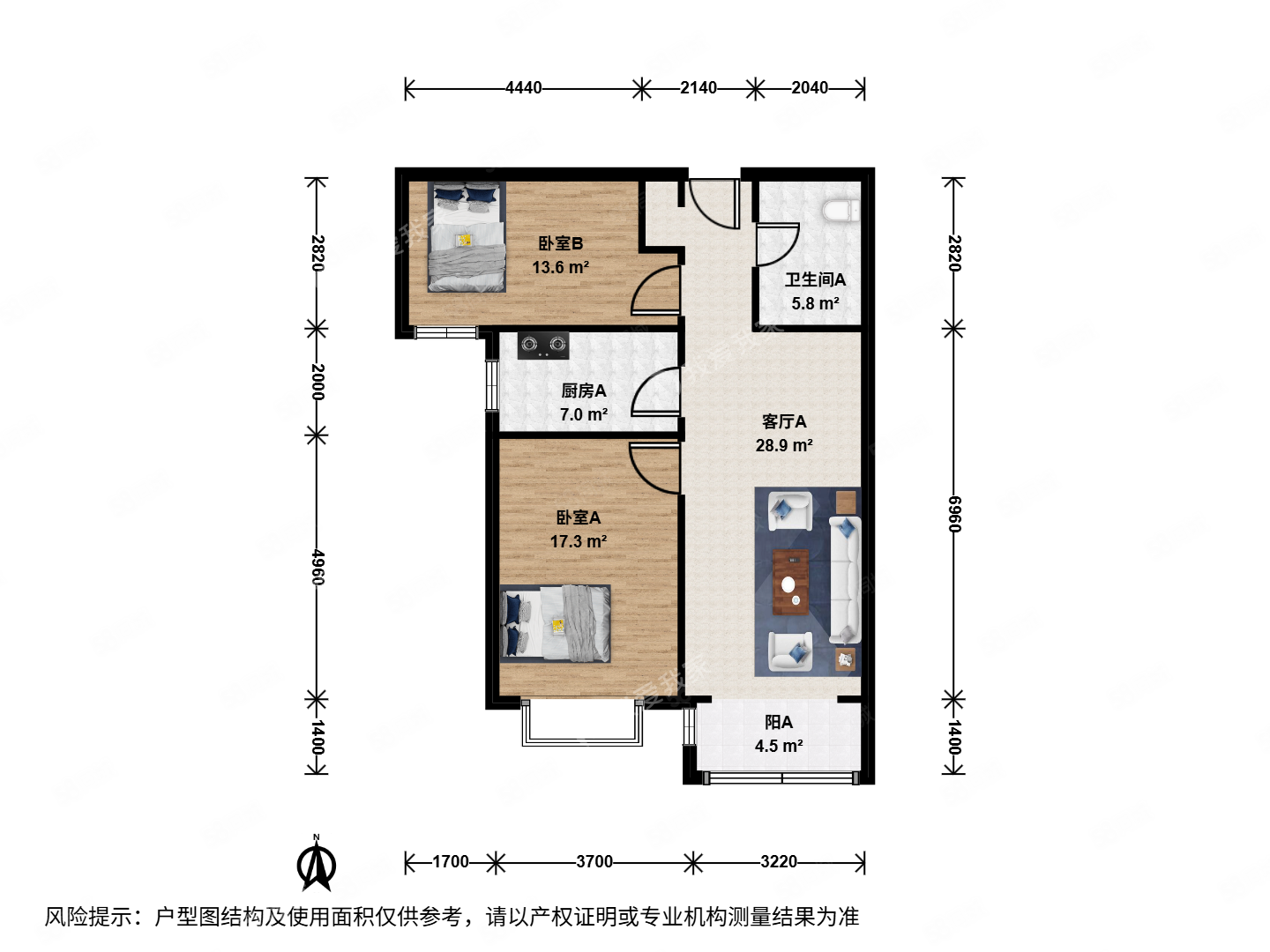 北京城建世華泊郡2室1廳1衛(wèi)88.83㎡南440萬
