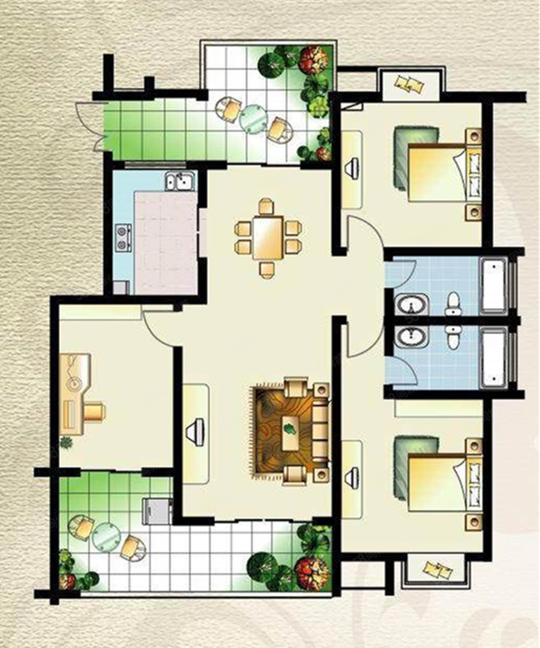 嘉盛龙庭国际3室2厅2卫142.09㎡南北130万