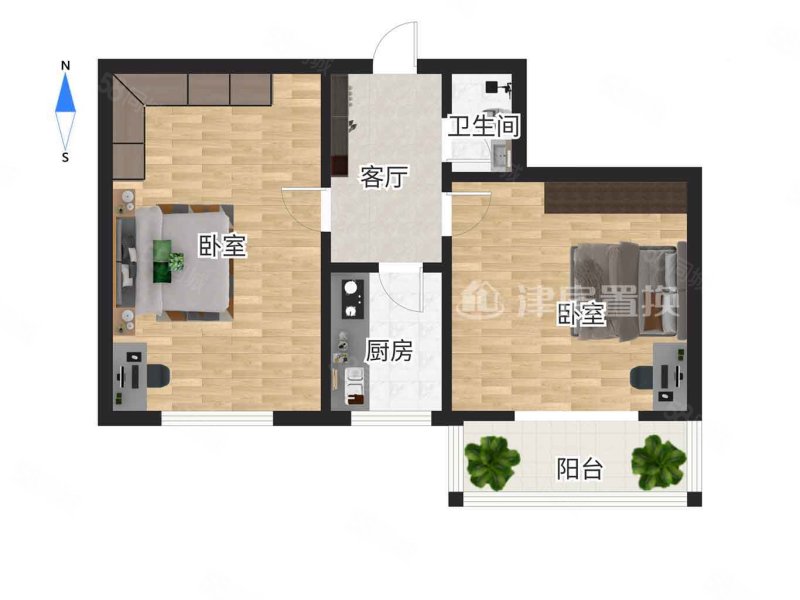 光华里2室1厅1卫47.82㎡南126万