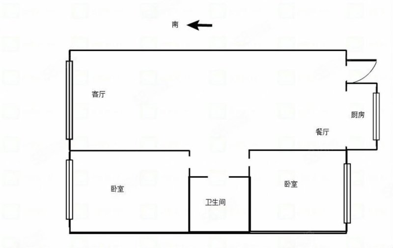 江盈花园2室2厅1卫107㎡南北90万