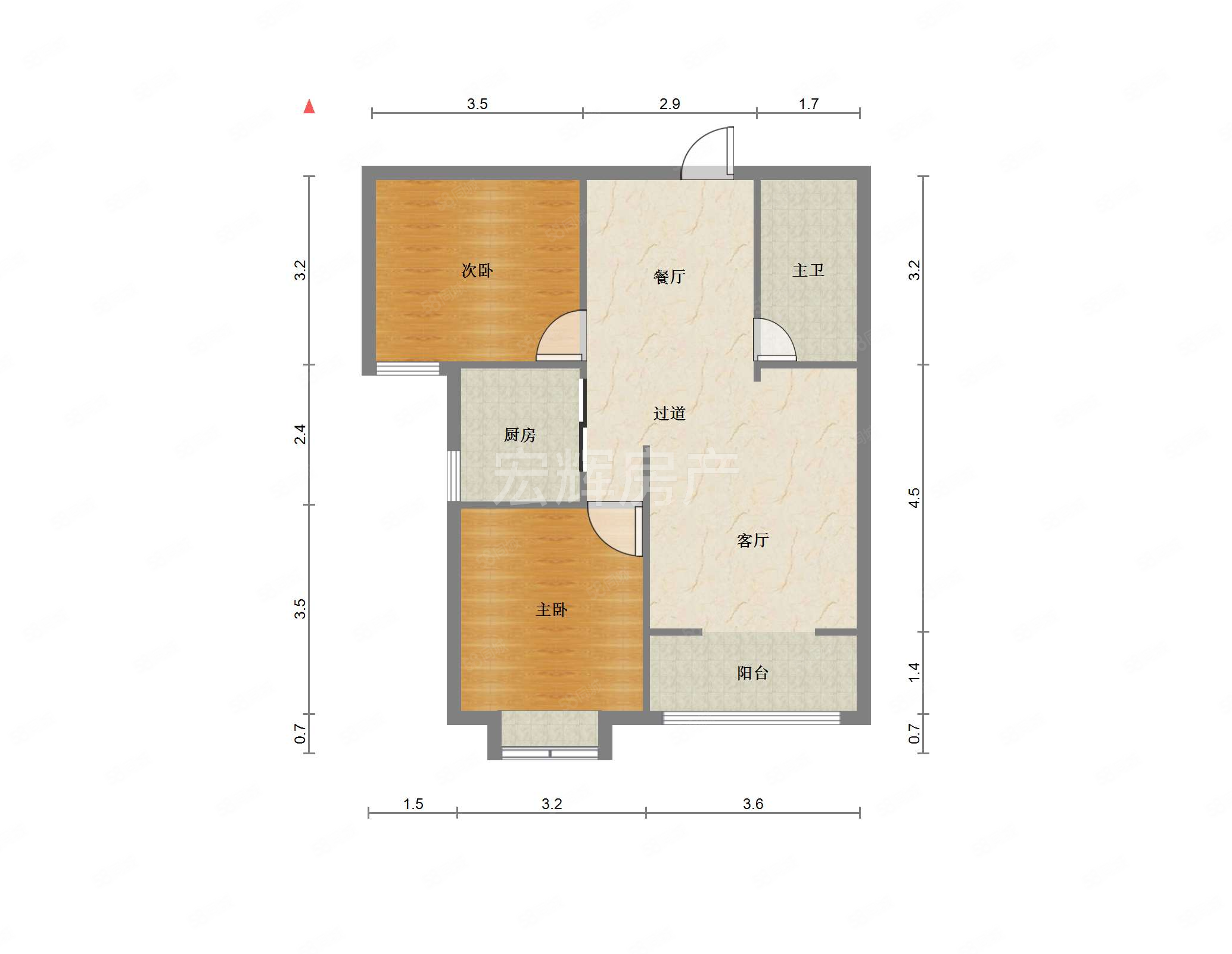 福源小镇瑞园2室1厅1卫89㎡南55万