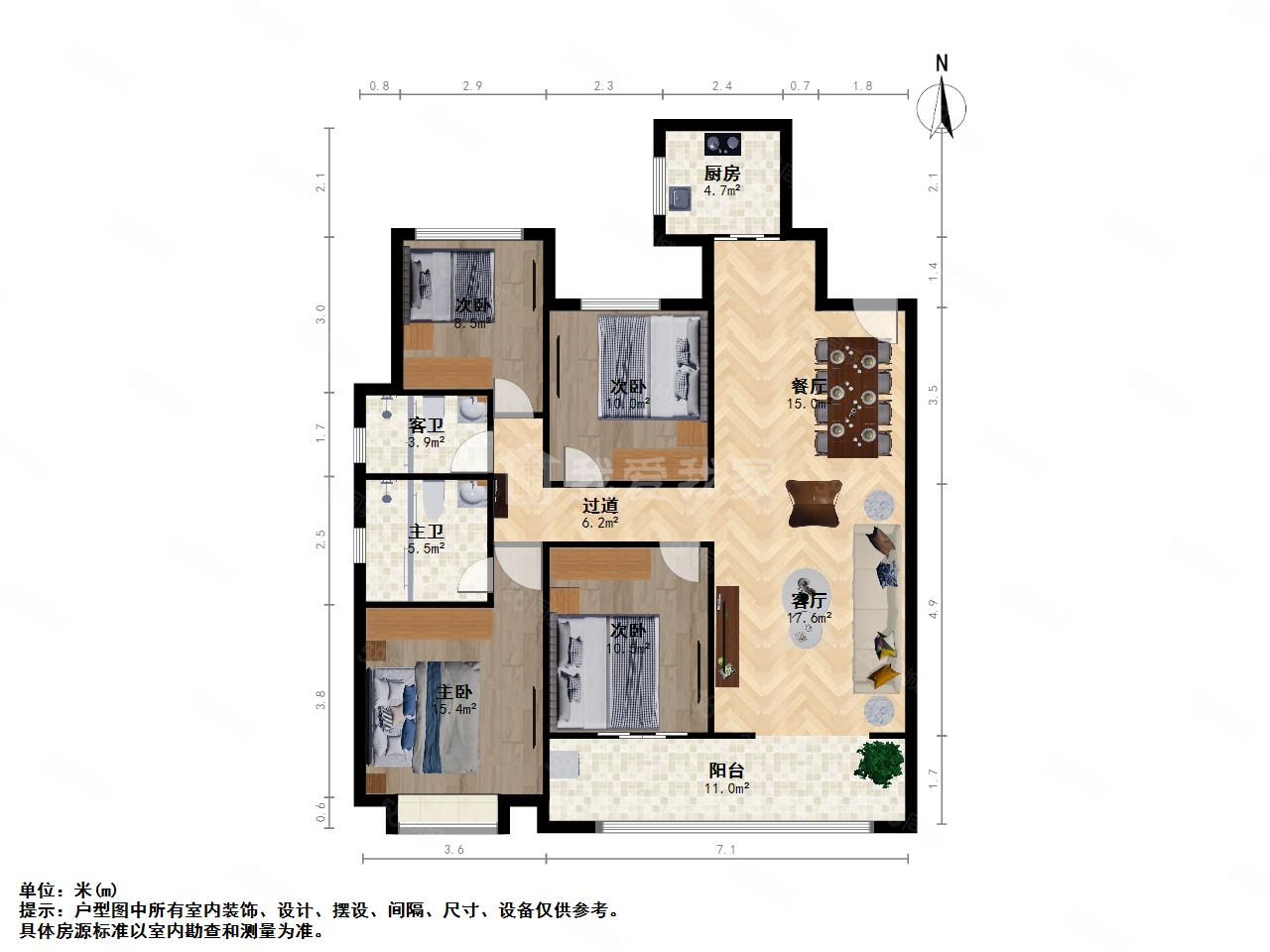 苏州湾天铂4室2厅2卫128.72㎡南346万