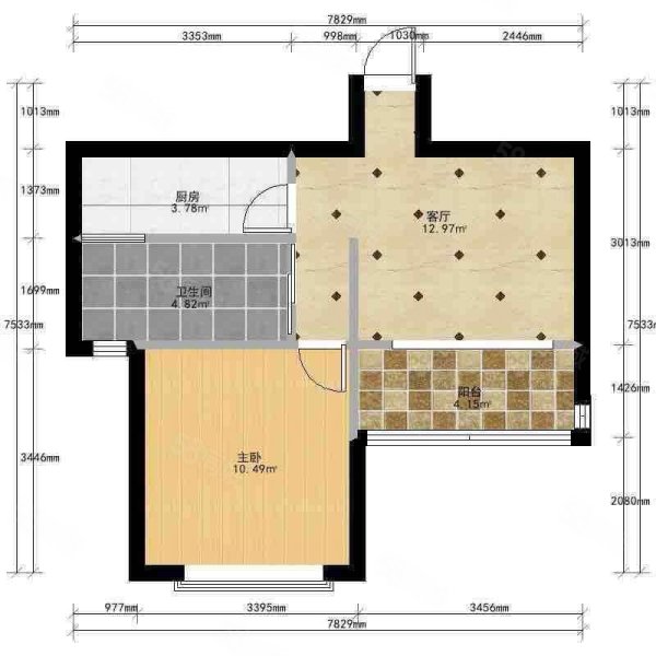 中冶锦园1室2厅1卫54.8㎡南152万