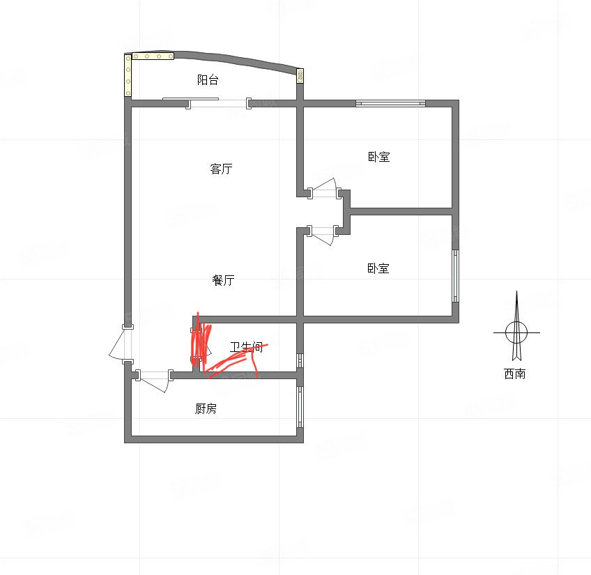 时代菁英2室2厅1卫69.61㎡南北92万