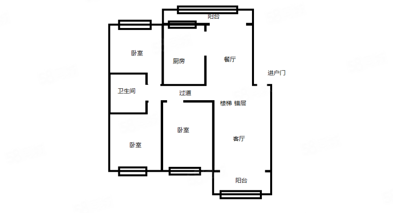 珠江俊景3室2厅1卫112㎡南北55万