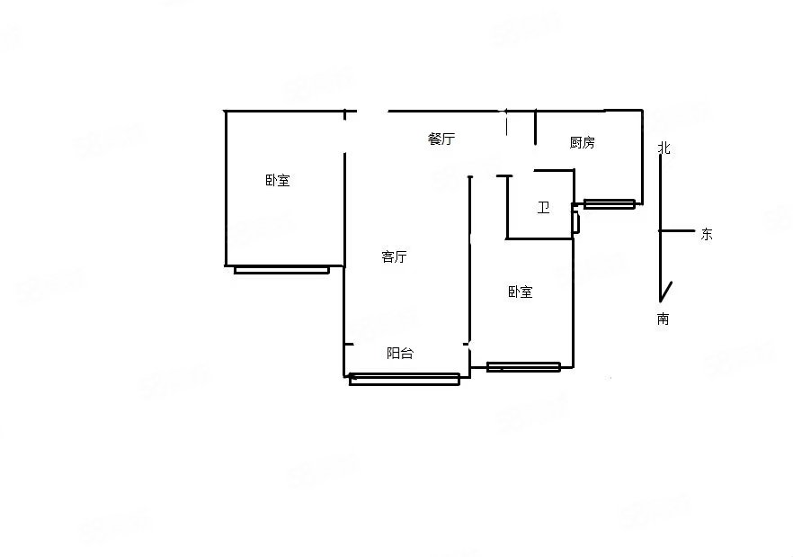 宜家花园2室2厅1卫100㎡南北115万