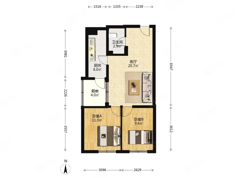 吉庆里小区(东区)2室1厅1卫74.24㎡西南720万