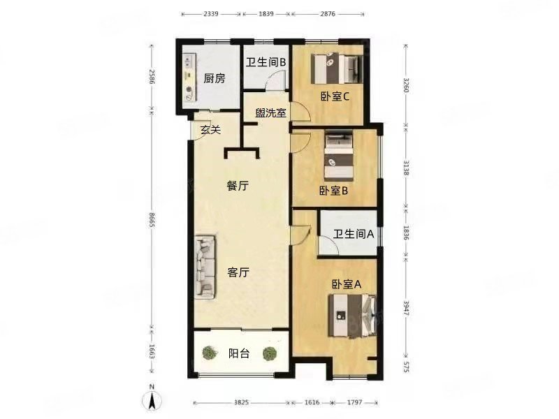 合肥云谷智慧金融城3室2厅2卫115.53㎡南258万