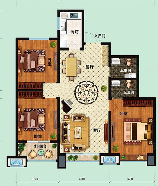 学府苑3室2厅2卫125.88㎡南北75万