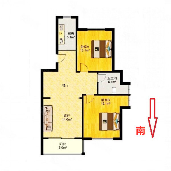 金域中央街区12室2厅1卫87㎡南北275万