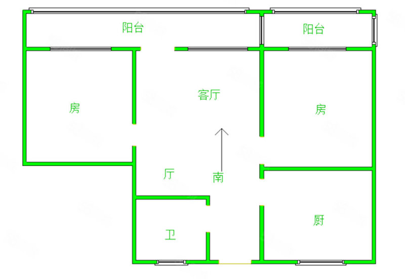 万松小区南区2室2厅1卫86.97㎡南北106.5万