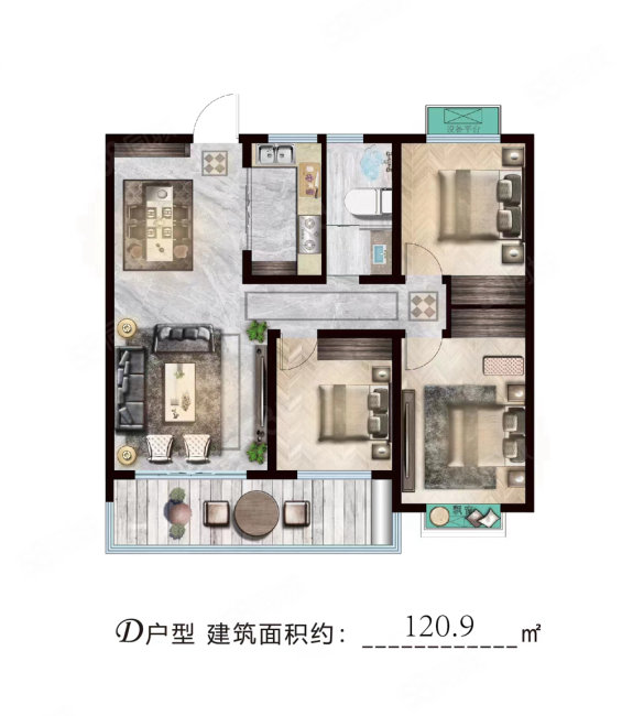 郯樾首府3室2厅1卫120㎡南北69万